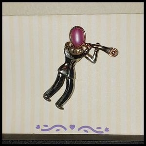 Vintage Horn Player Broach